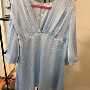 Peppermayo Mary Mini Blue Satin Dress